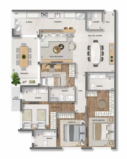 Planta — Apartamento 131,42 m²