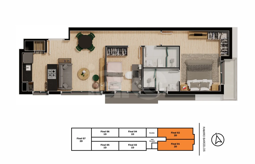 Planta — Apartamento 58,88 m²