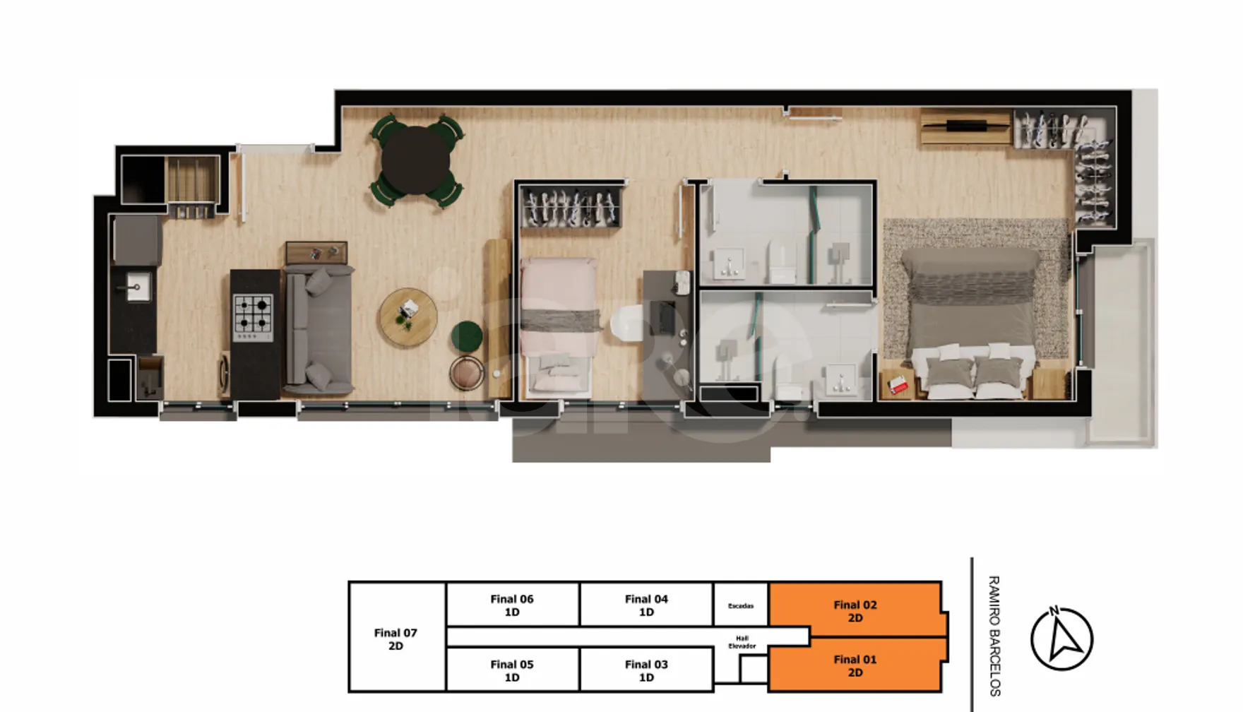 Planta — Apartamento 58,88 m²