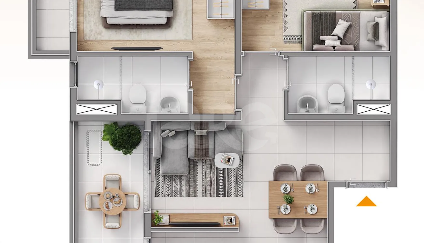 Planta — Apartamento 54,77 m²