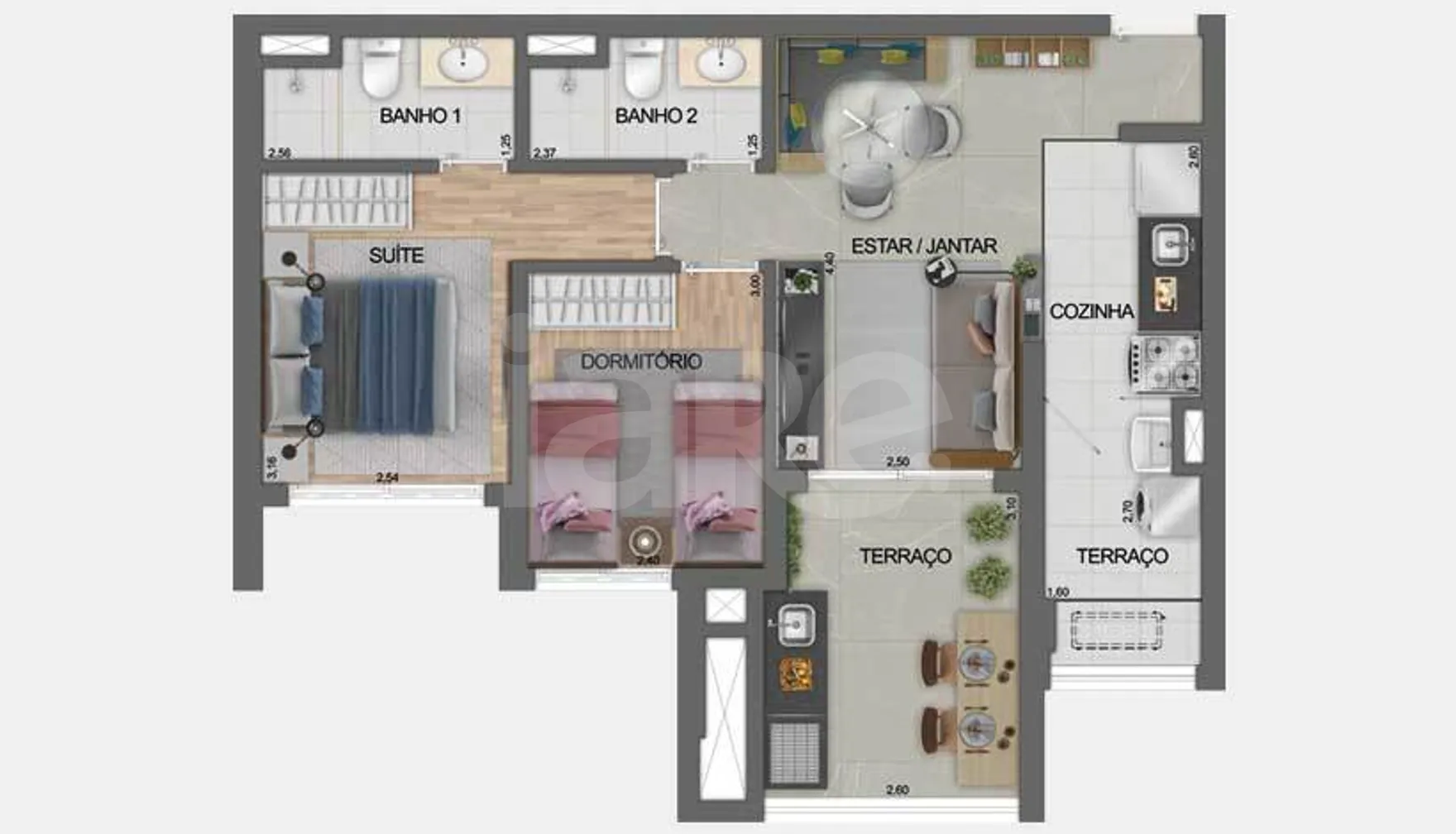 Planta — Apartamento 63,76 m²
