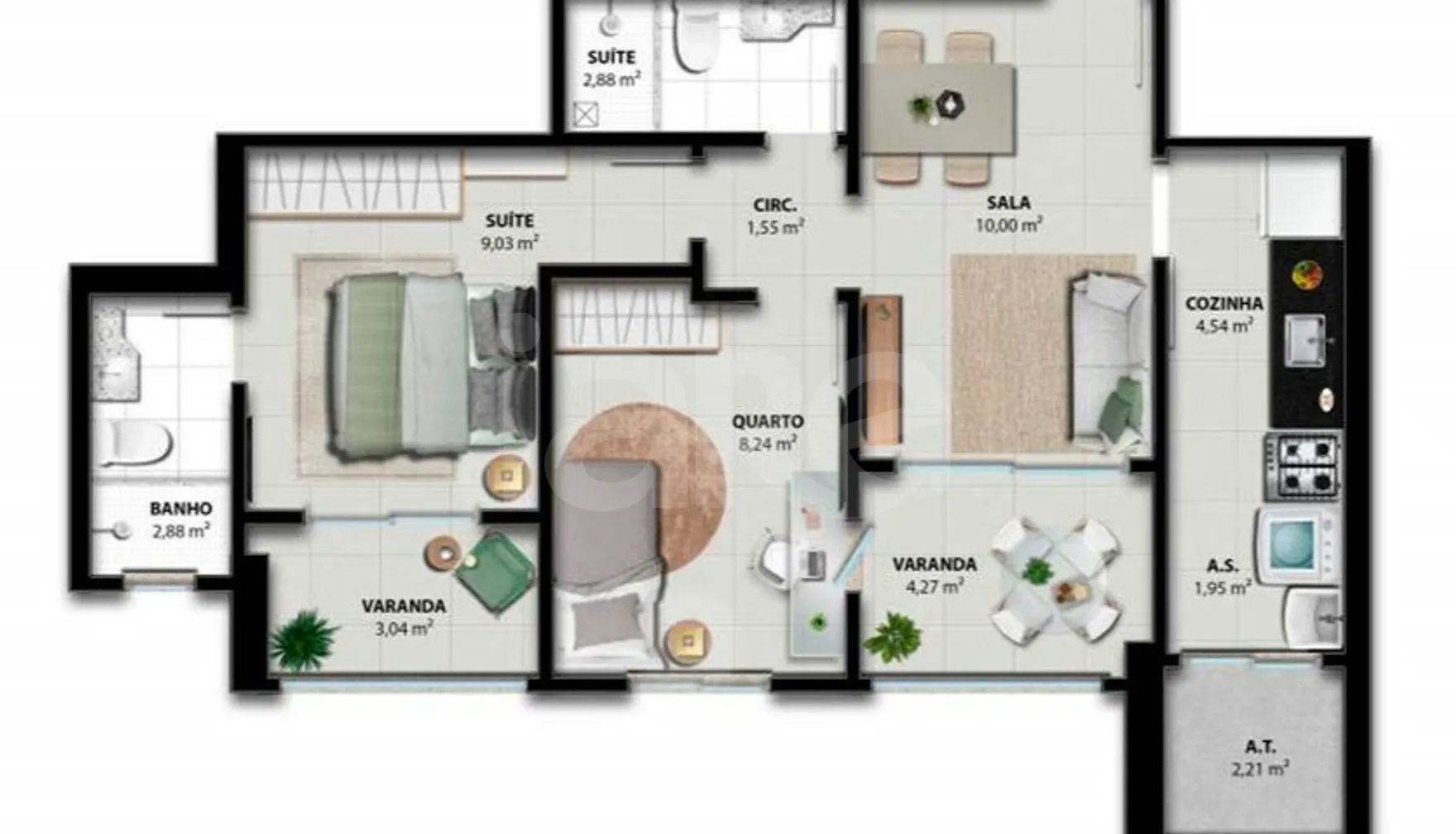 Planta — Apartamento 59,49 m²