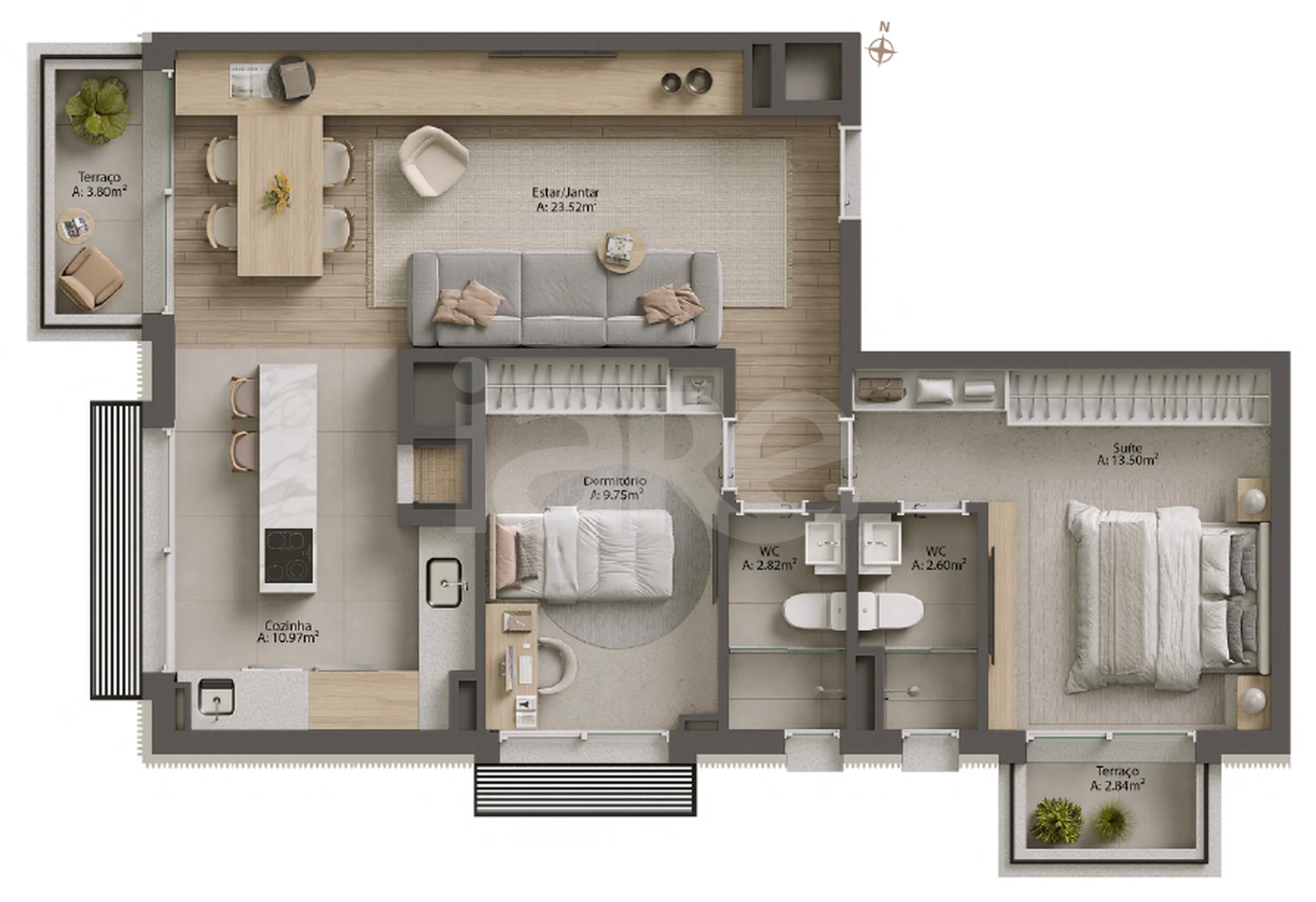 Planta — Apartamento 85,07 m²