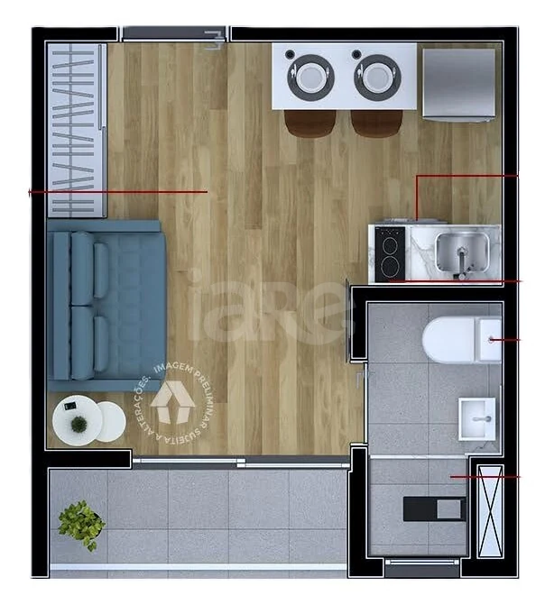 Planta — Studio 17,68 m²