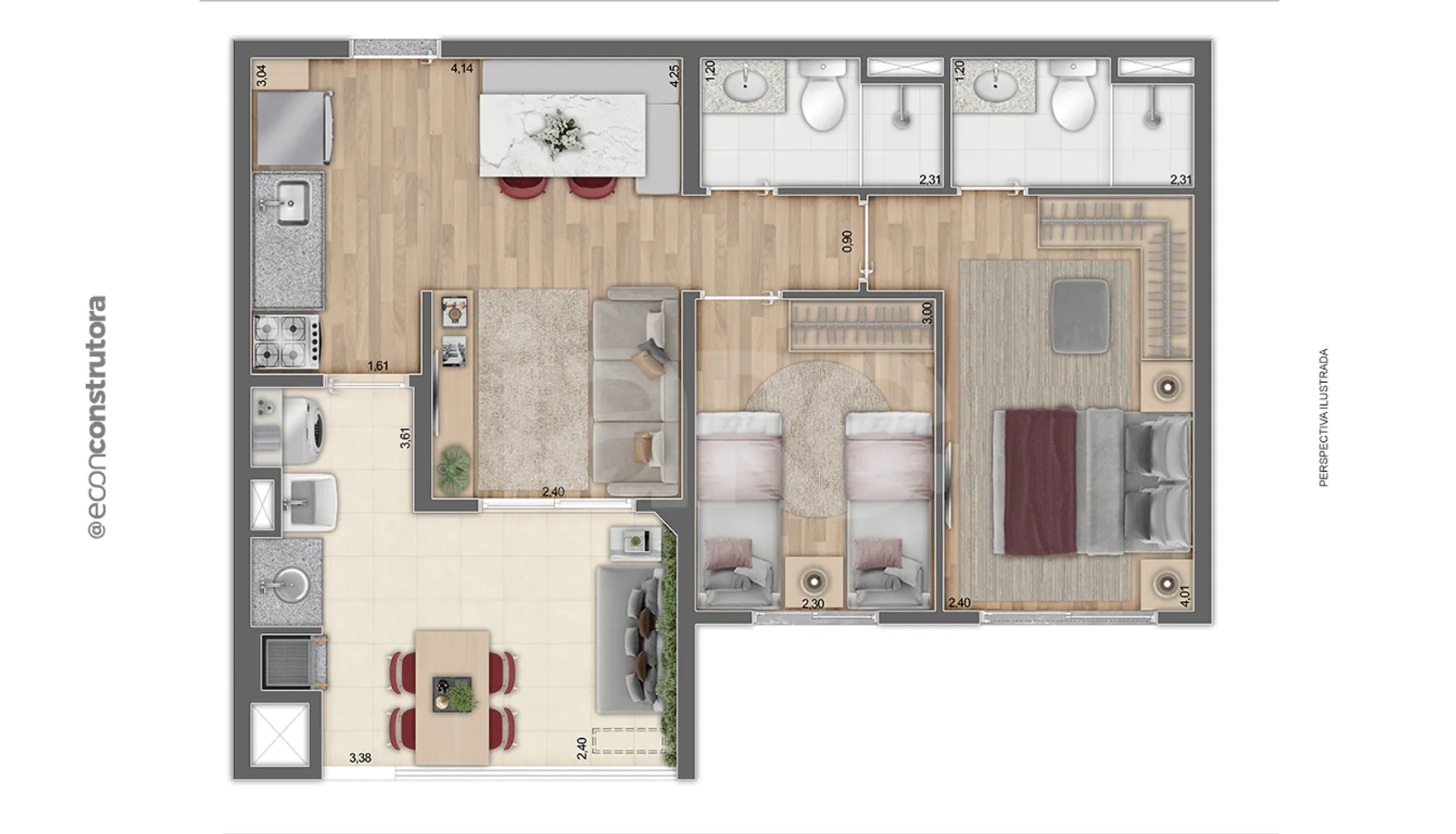 Planta — Apartamento 57,87 m²