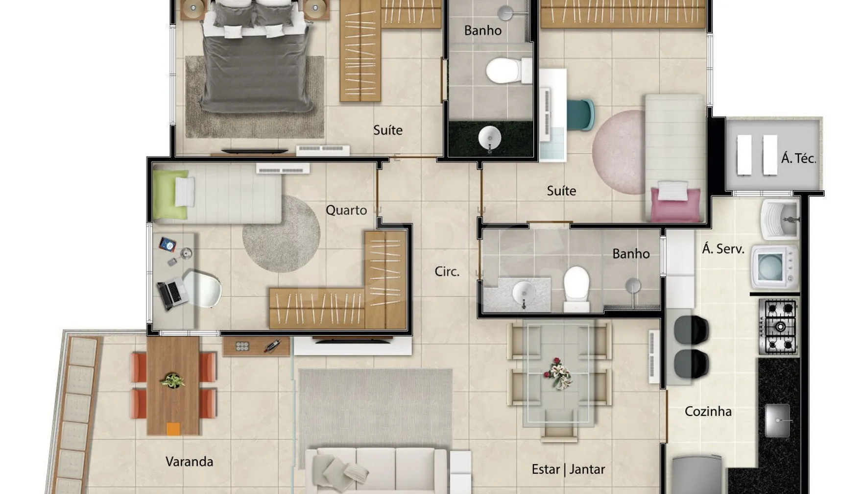 Planta — Apartamento 76,54 m²