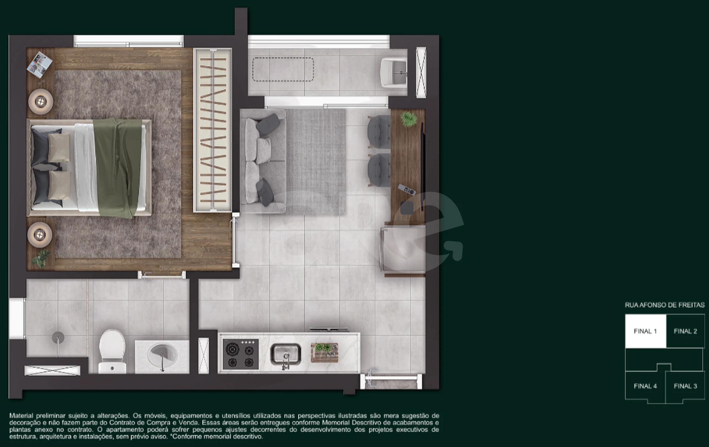 Planta — 13 ao 15 pavimento 31,40 m²