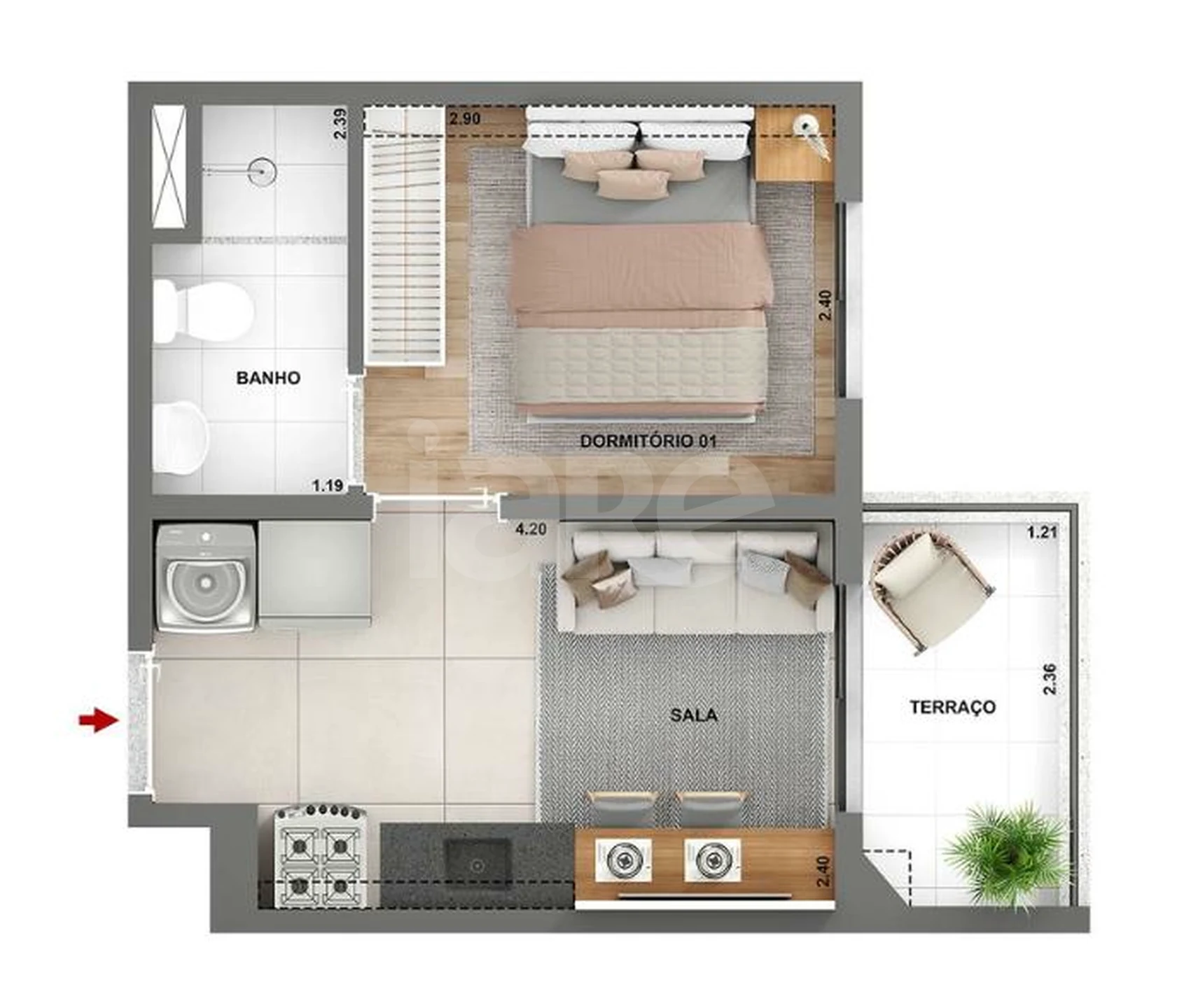 Planta — Apartamento 26 m²