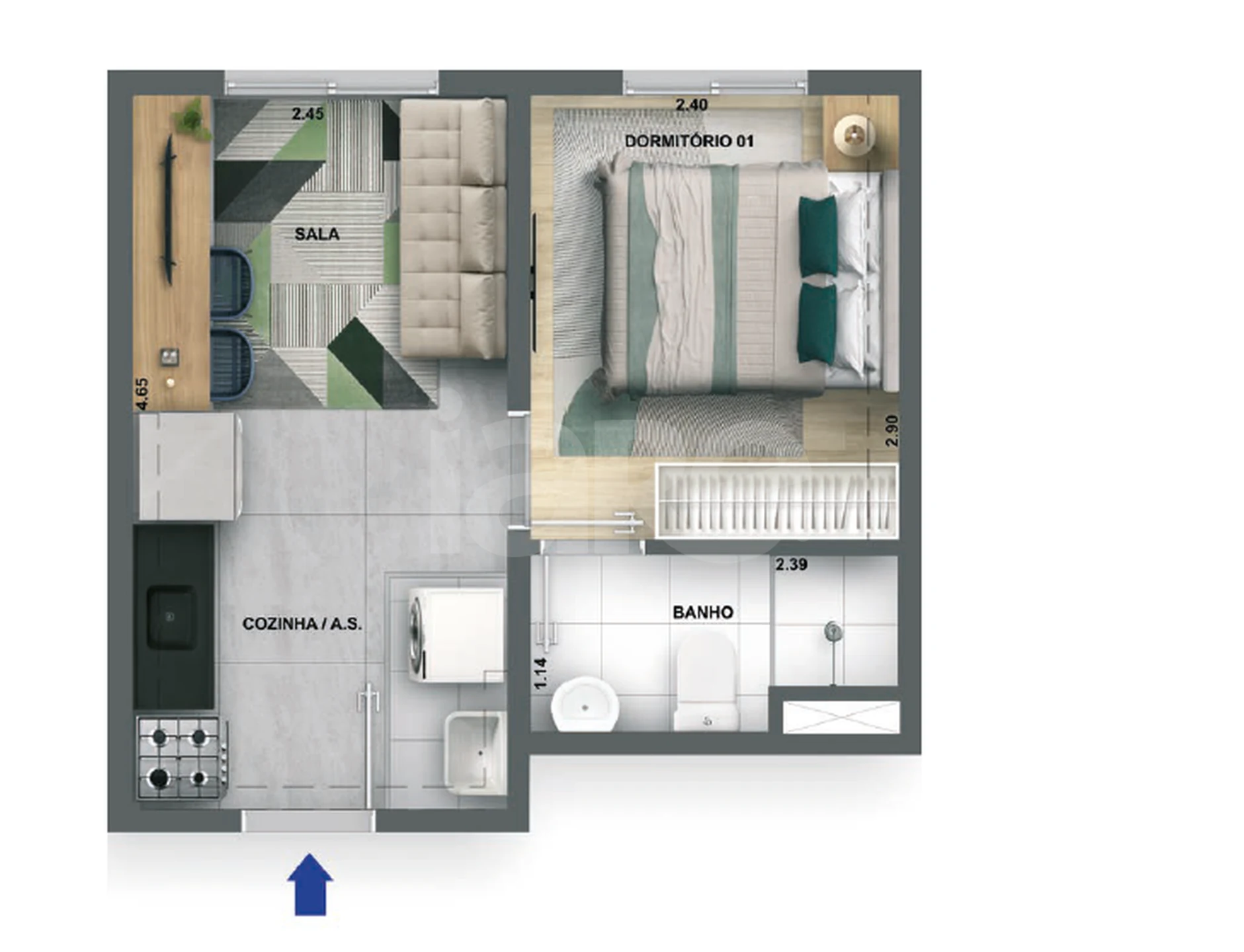 Planta — Apartamento 24 m²