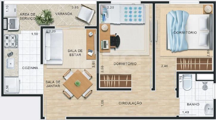 Planta — Apartamento 42,45 m²