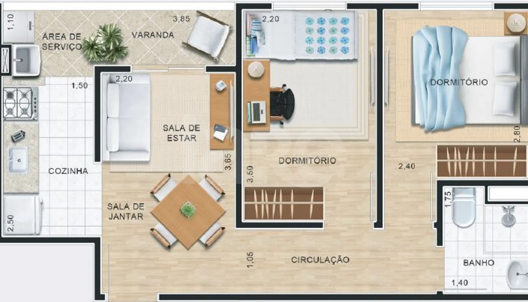Planta — Apartamento 42,45 m²