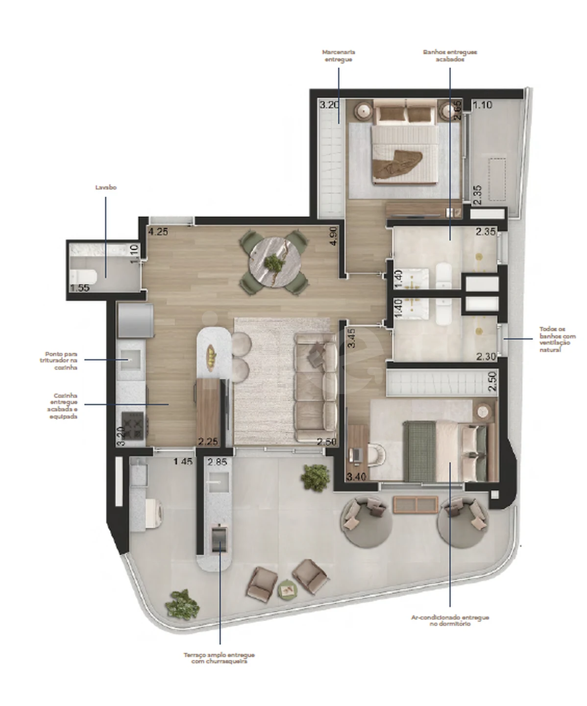 Planta — Apartamento 87,68 m²