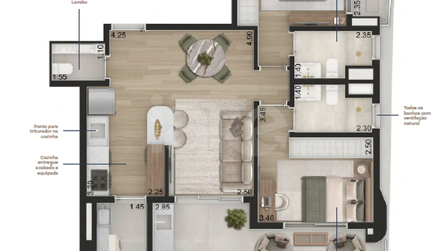 Planta — Apartamento 87,68 m²