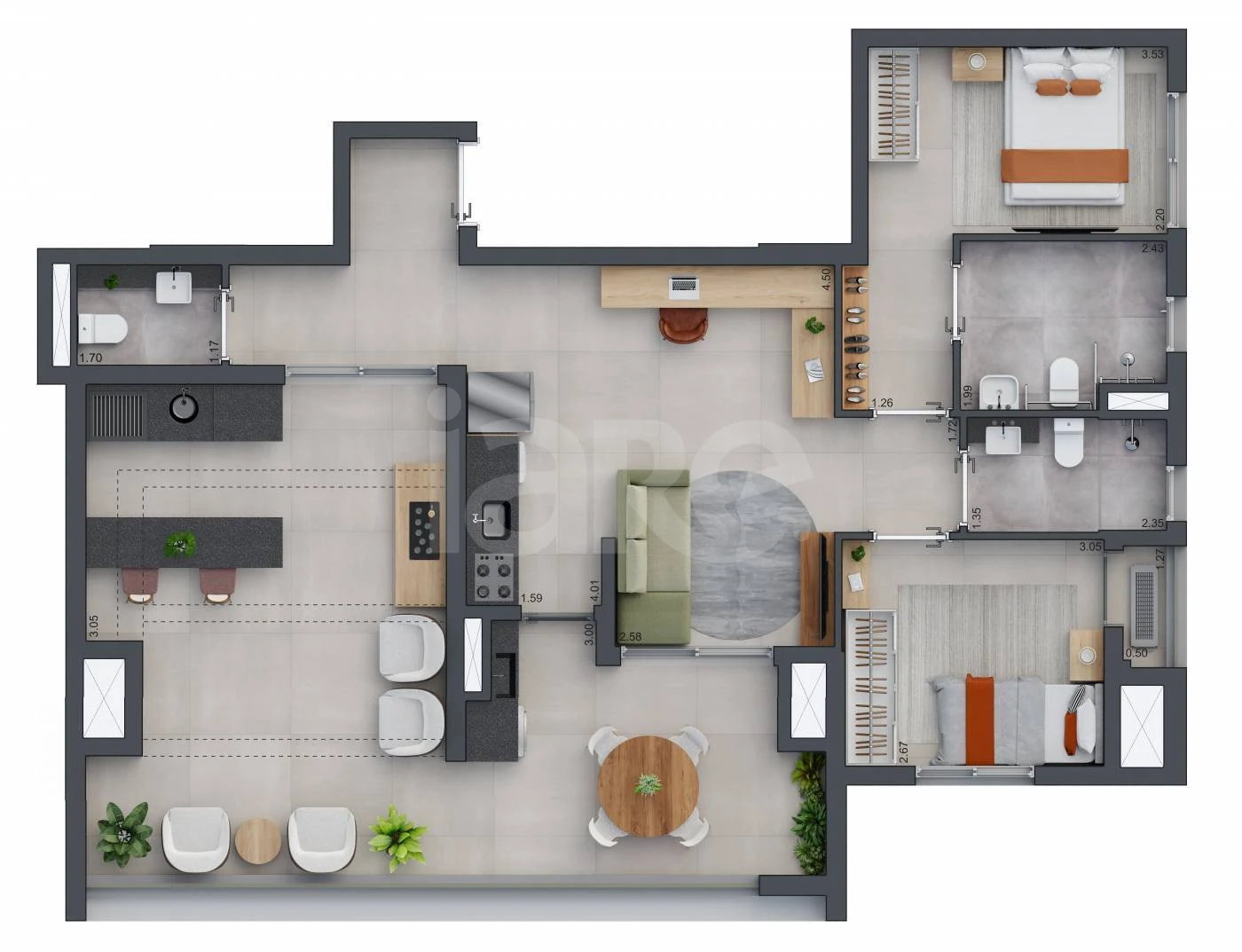 Planta — Apartamento 109,68 m²