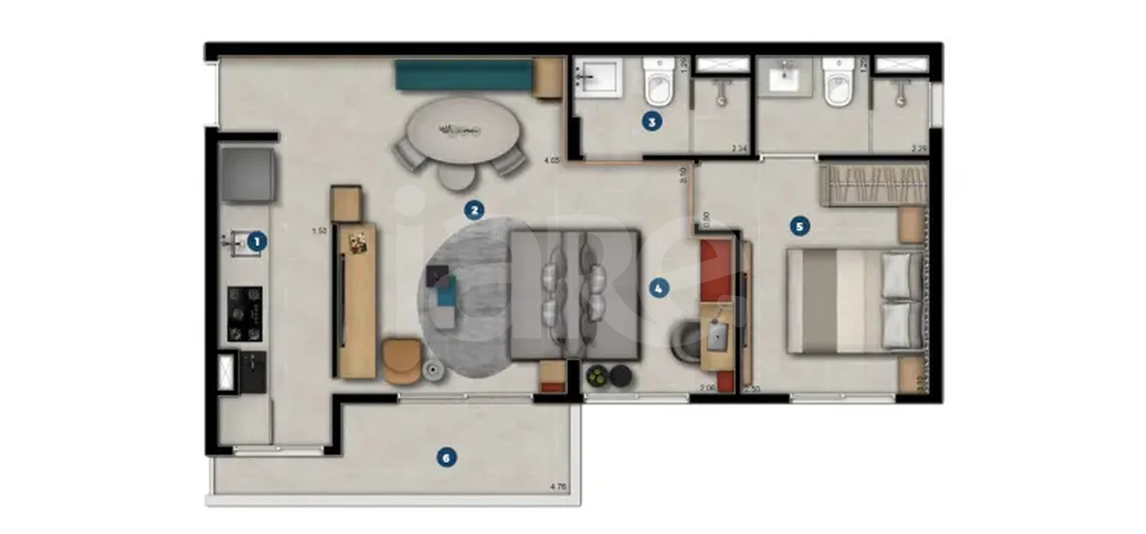 Planta — Apartamento 52,78 m²