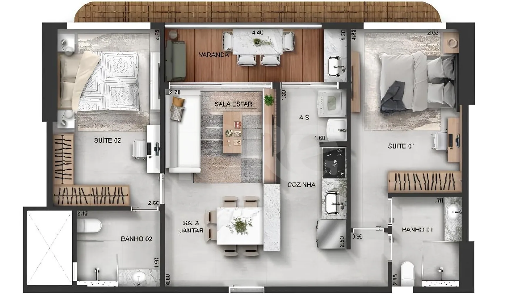 Planta — Apartamento 66,21 m²