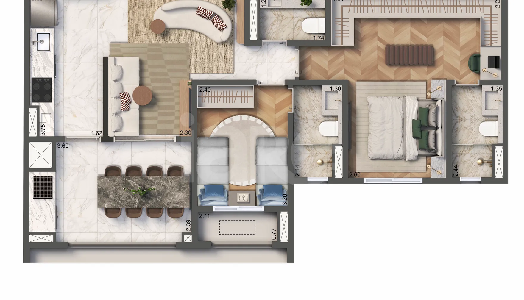 Planta — Apartamento 76,9 m²