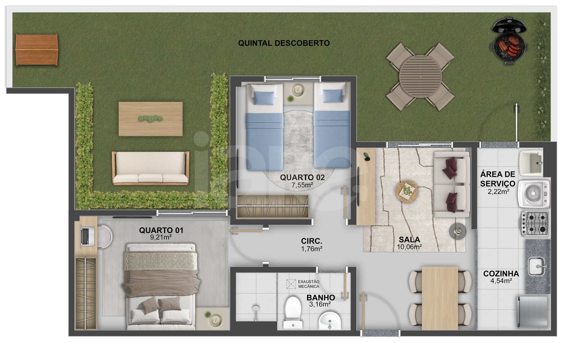 Planta — Garden 76,34 m²