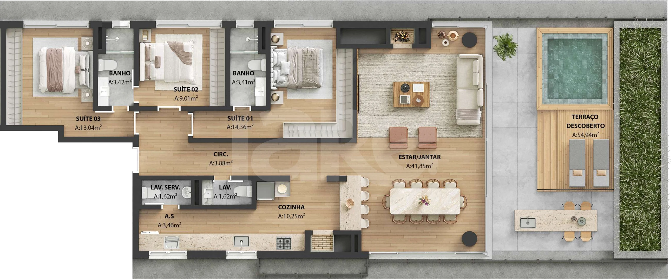 Planta — Apartamento 156,1 m²