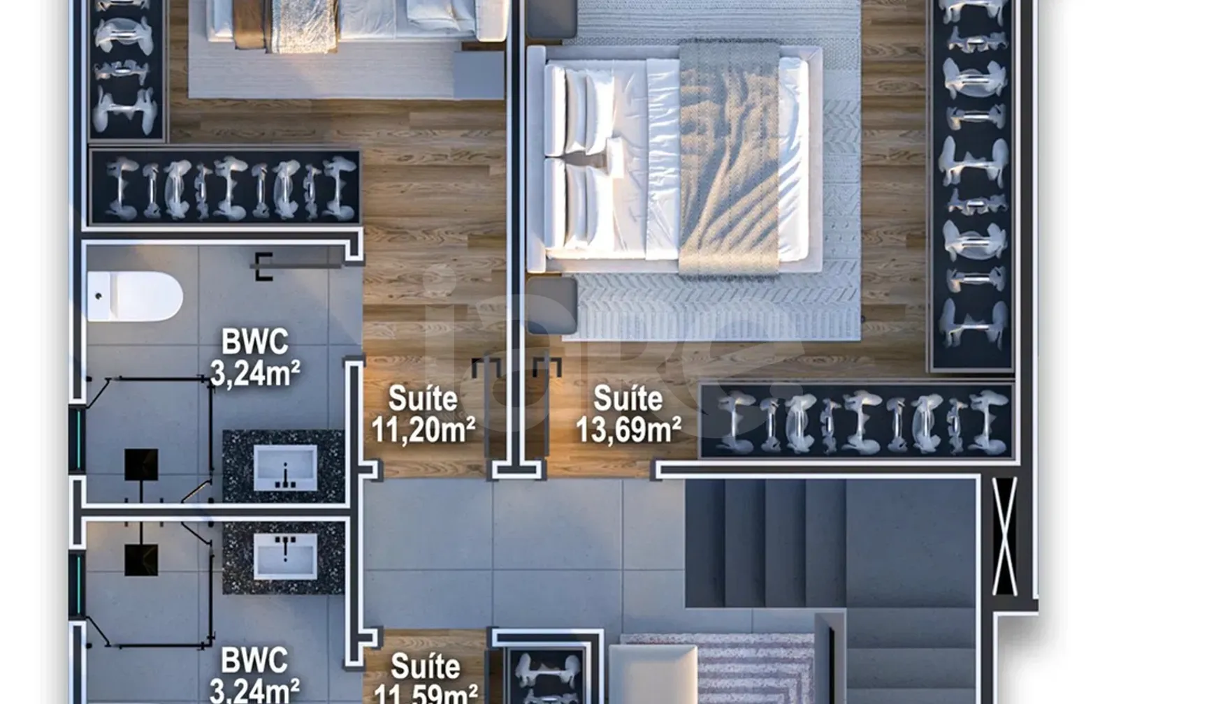 Planta — Cobertura Duplex 135,55 m²