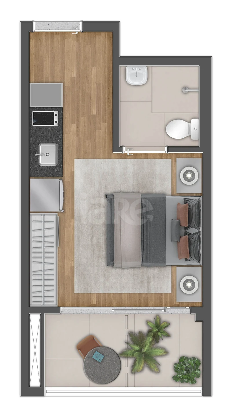 Planta — Studio 26,2 m²