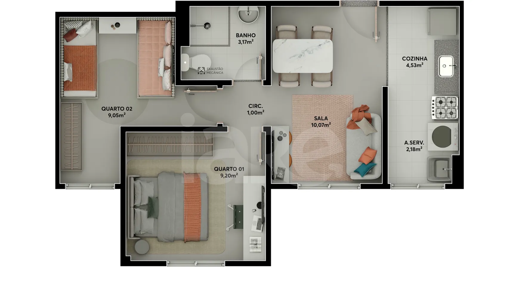 Planta — Apartamento 44,82 m²