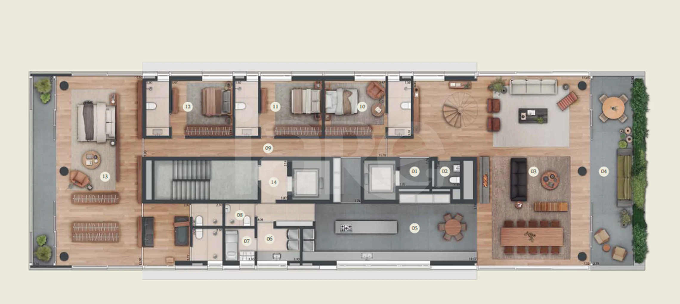 Planta — Cobertura Duplex 968,21 m²
