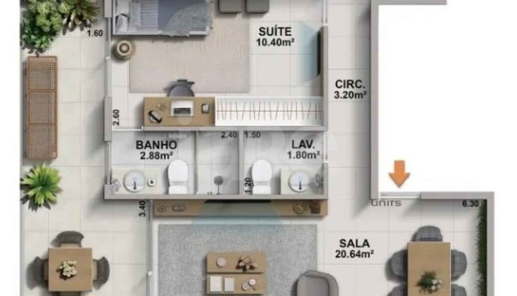 Planta — Apartamento 89,11 m²