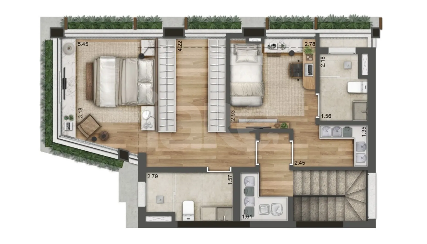 Planta — Cobertura Duplex 157,81 m²