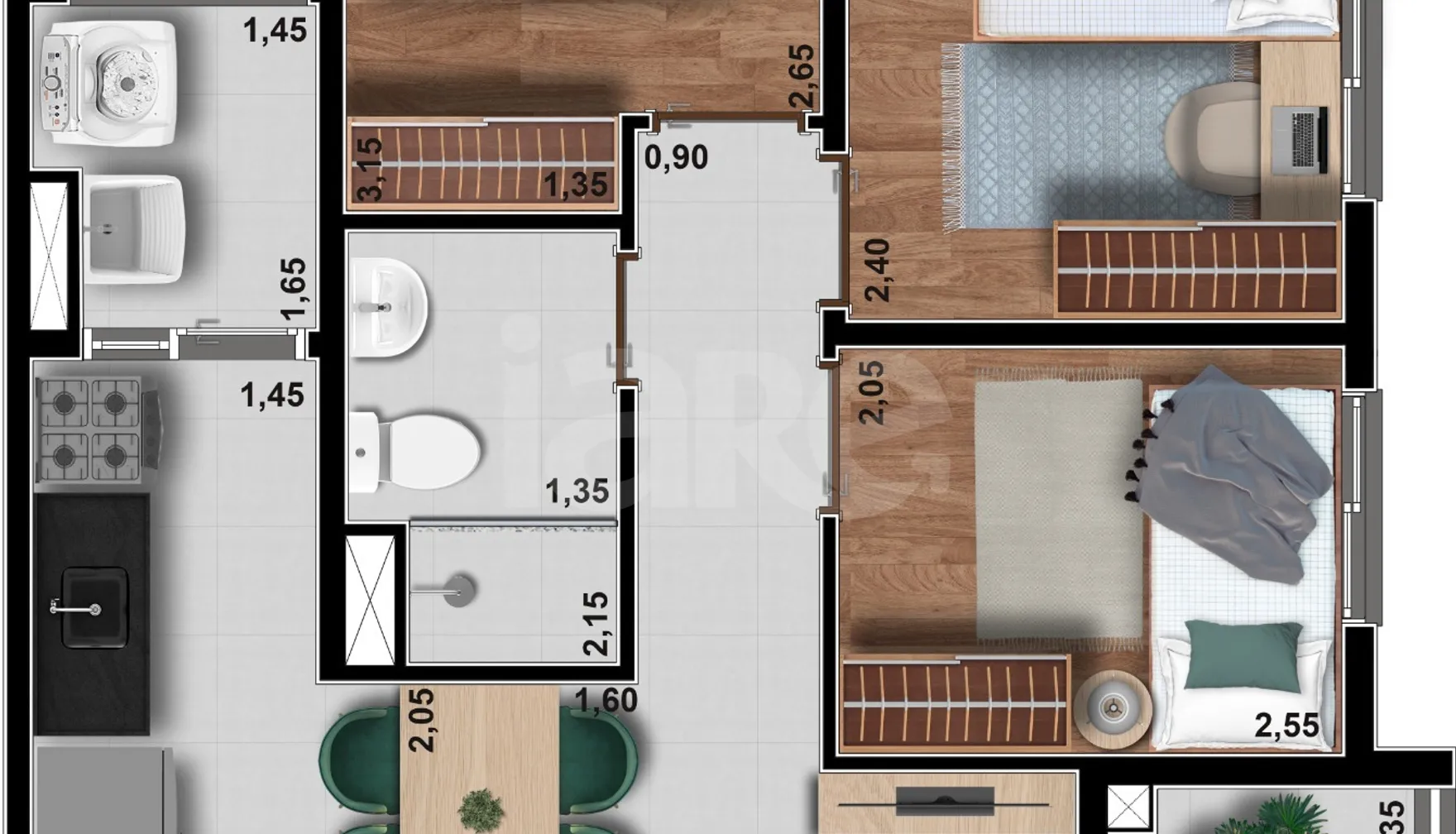 Planta — Apartamento 55 m²
