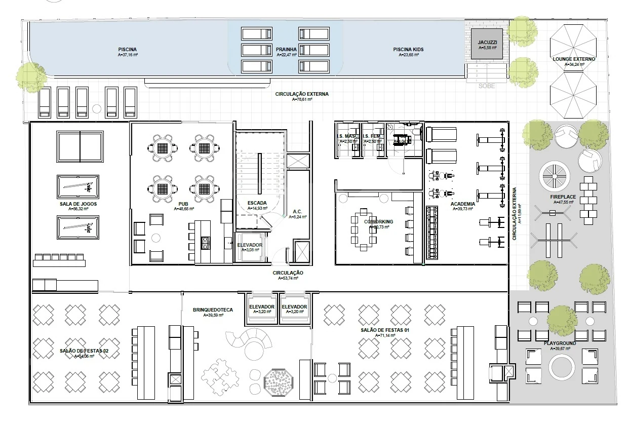 Planta — Pavimento lazer