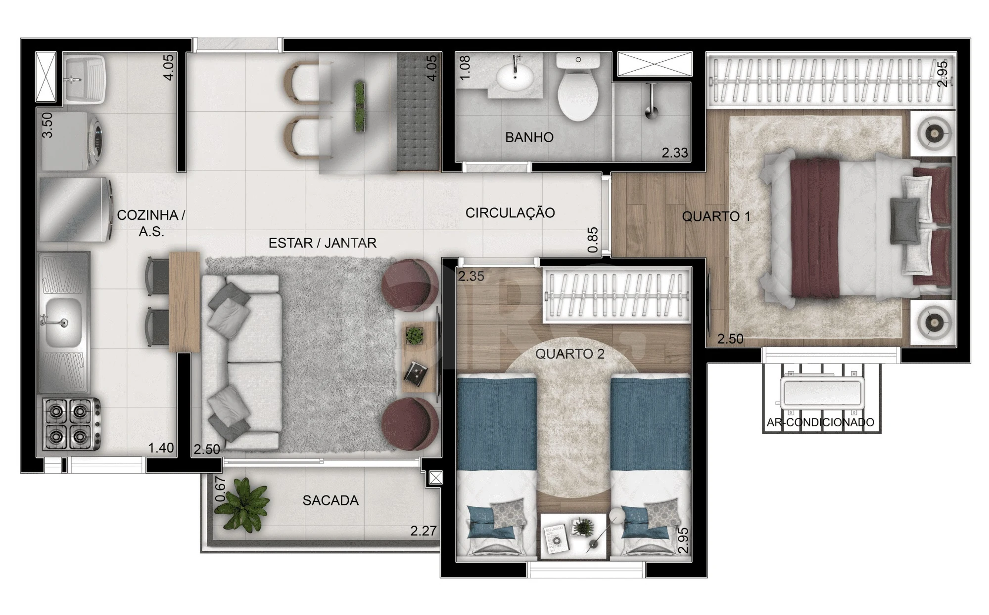 Planta — Apartamento 42,58 m²