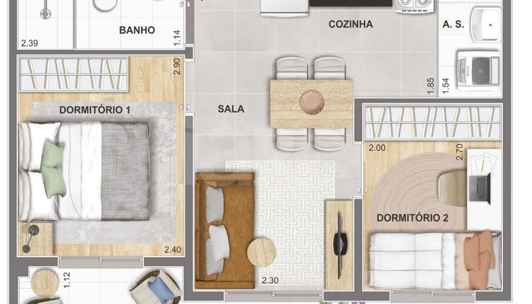 Planta — Apartamento 34 m²