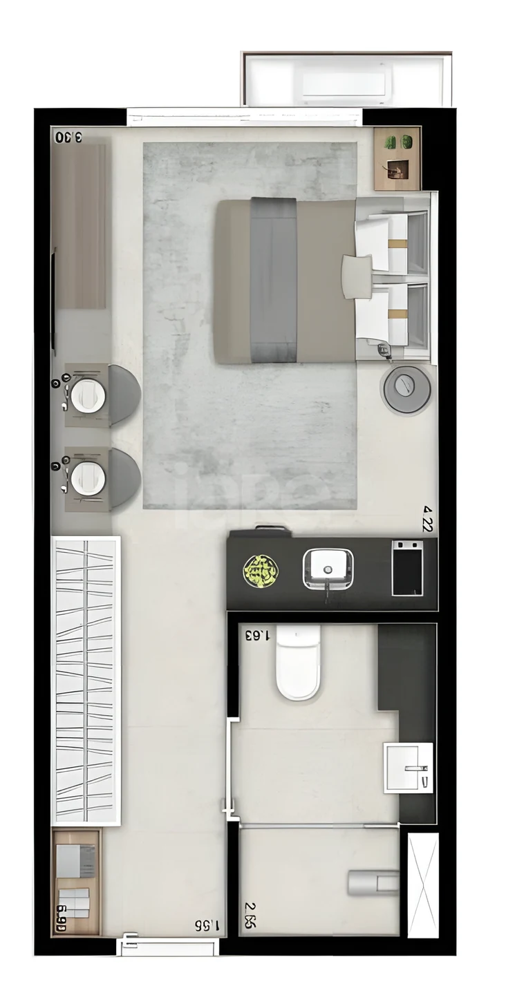 Planta — Studio 24,38 m²