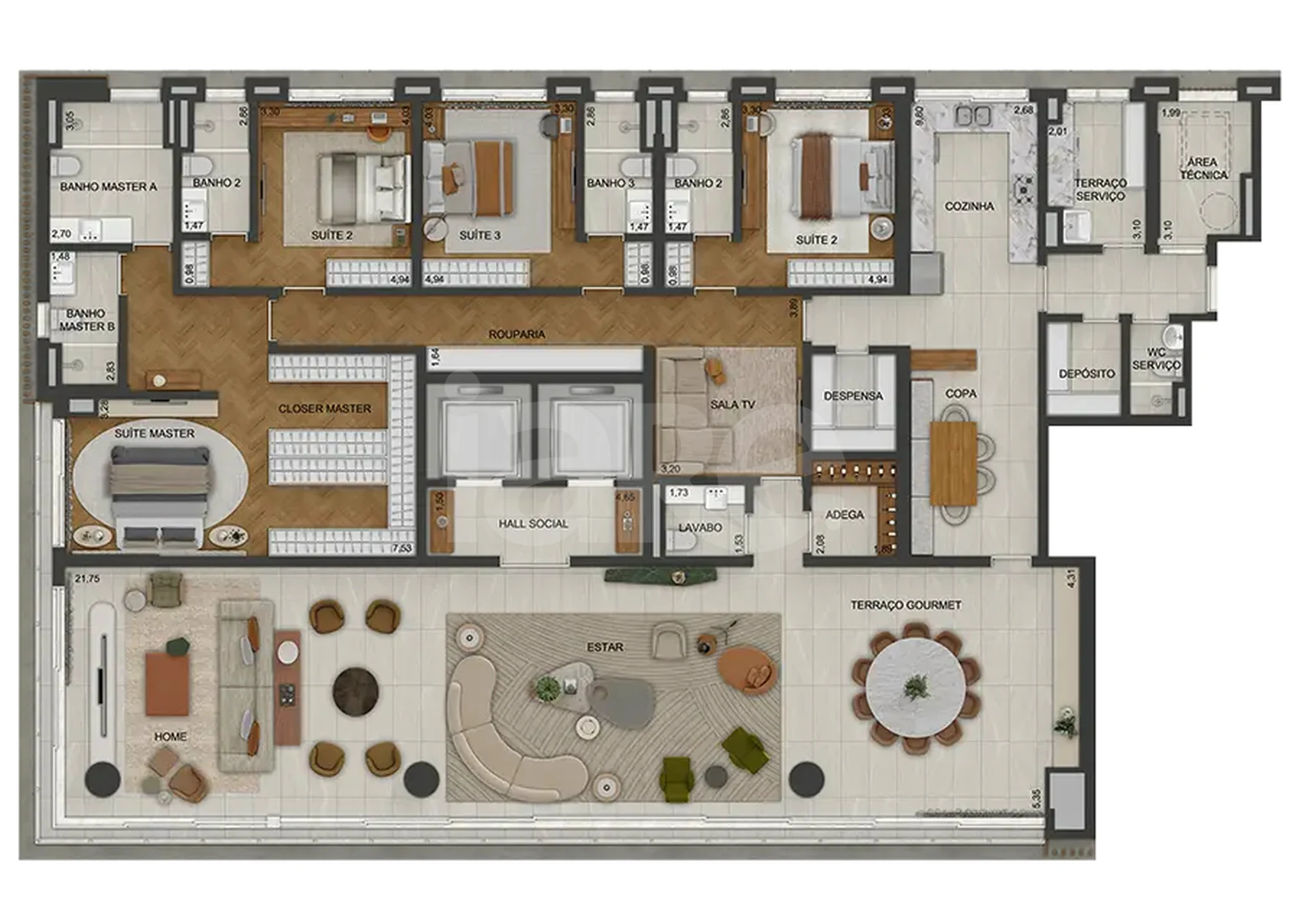 Planta — Apartamento 372,99 m²
