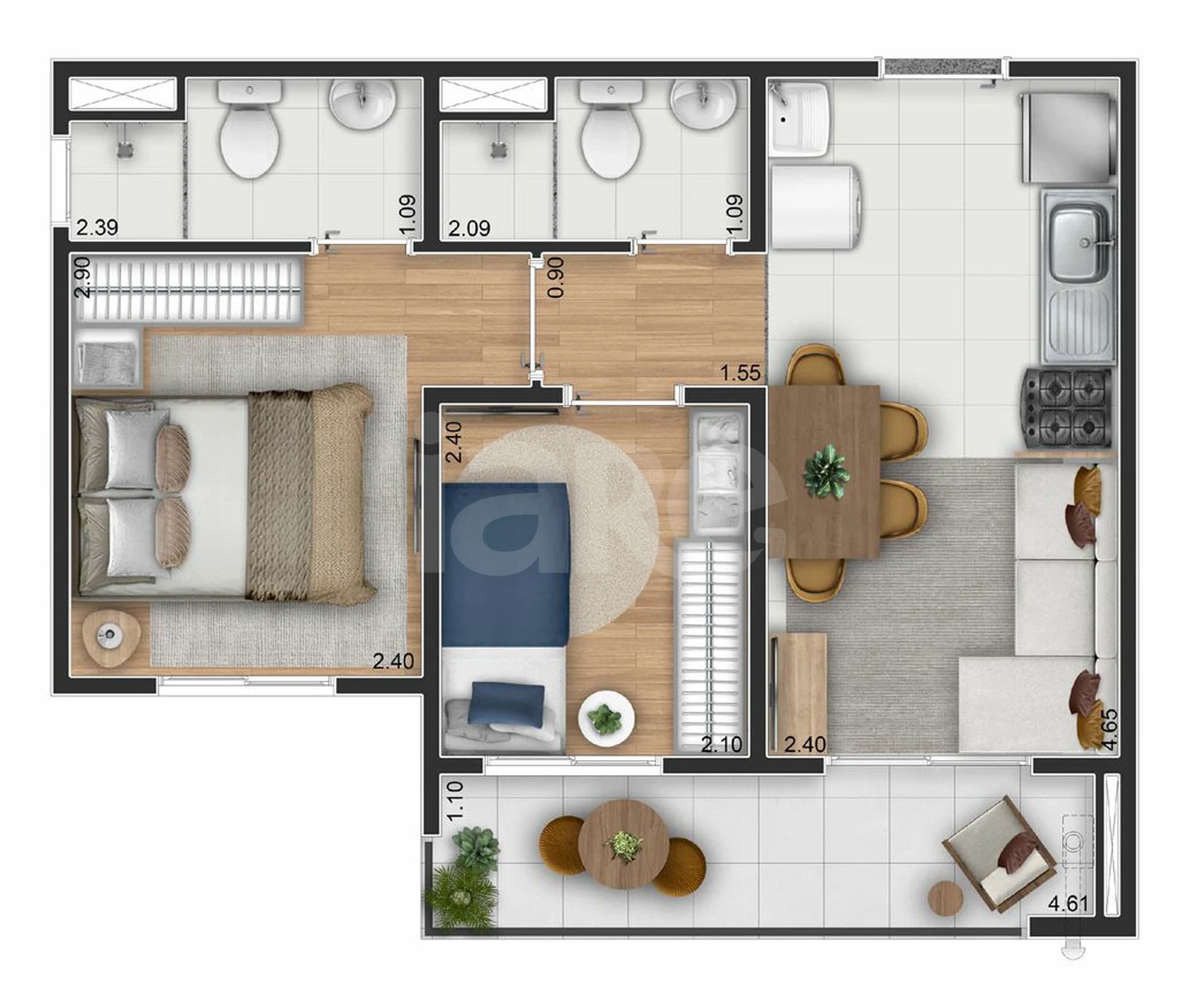 Planta — Apartamento 40,34 m²