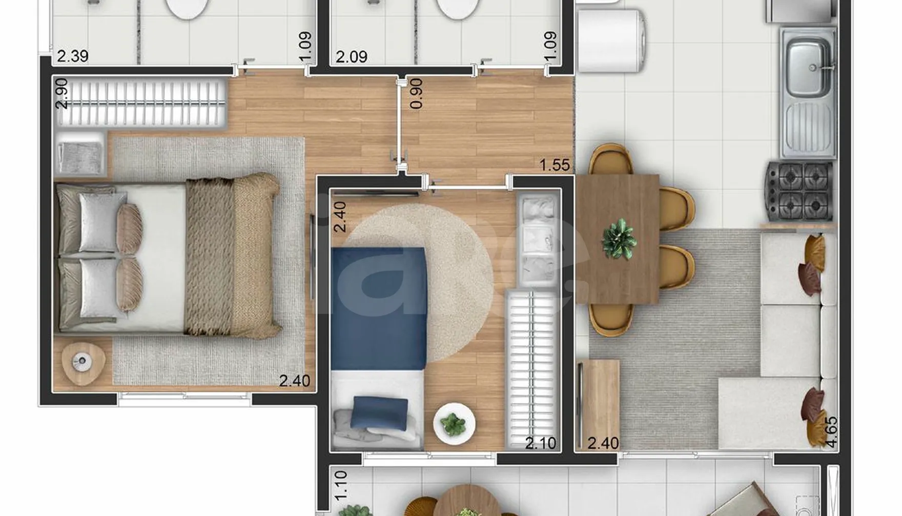 Planta — Apartamento 40,34 m²