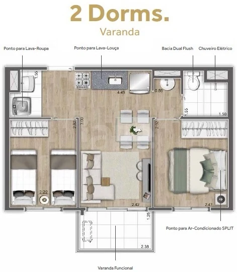 Planta — Apartamento 40,53 m²