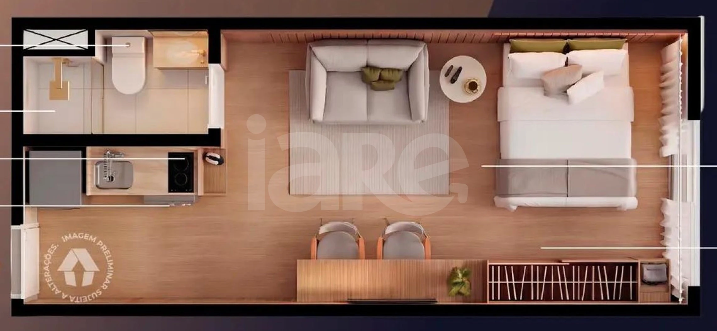 Planta — Studio 24,18 m²