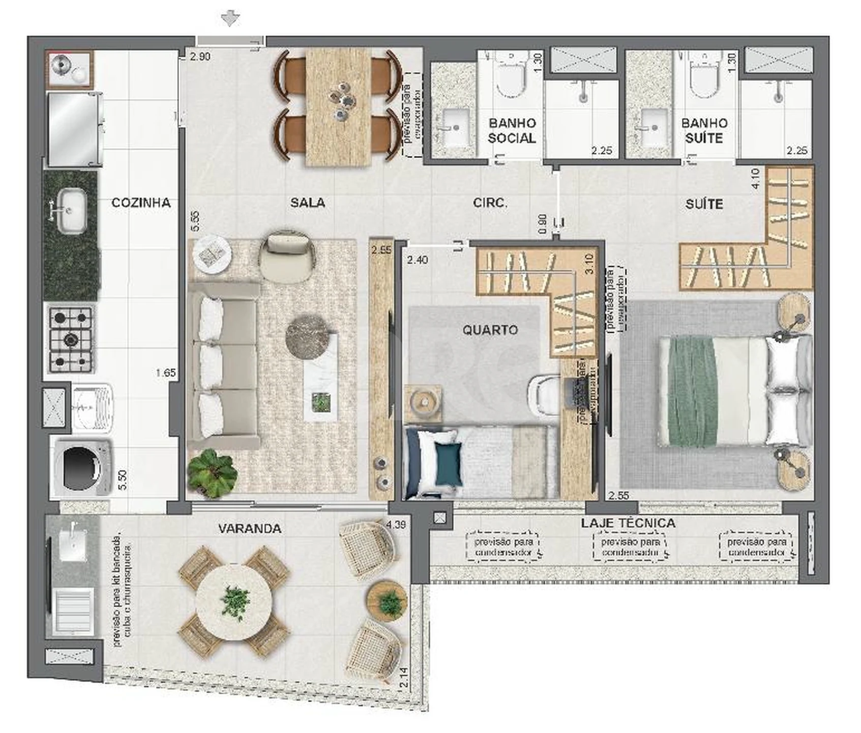Planta — Apartamento 71,59 m²