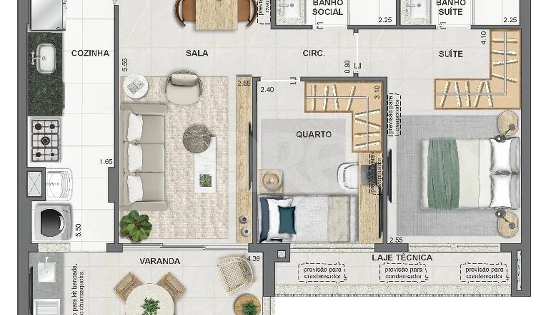 Planta — Apartamento 71,59 m²