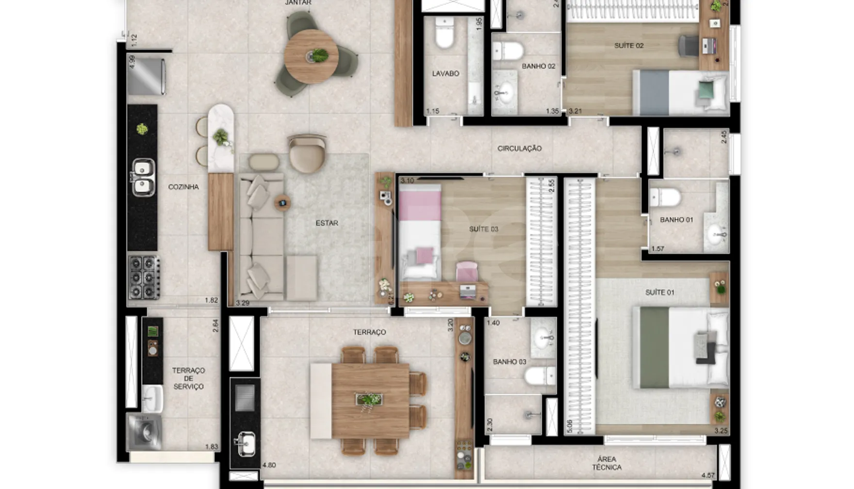 Planta — Apartamento 118,98 m²