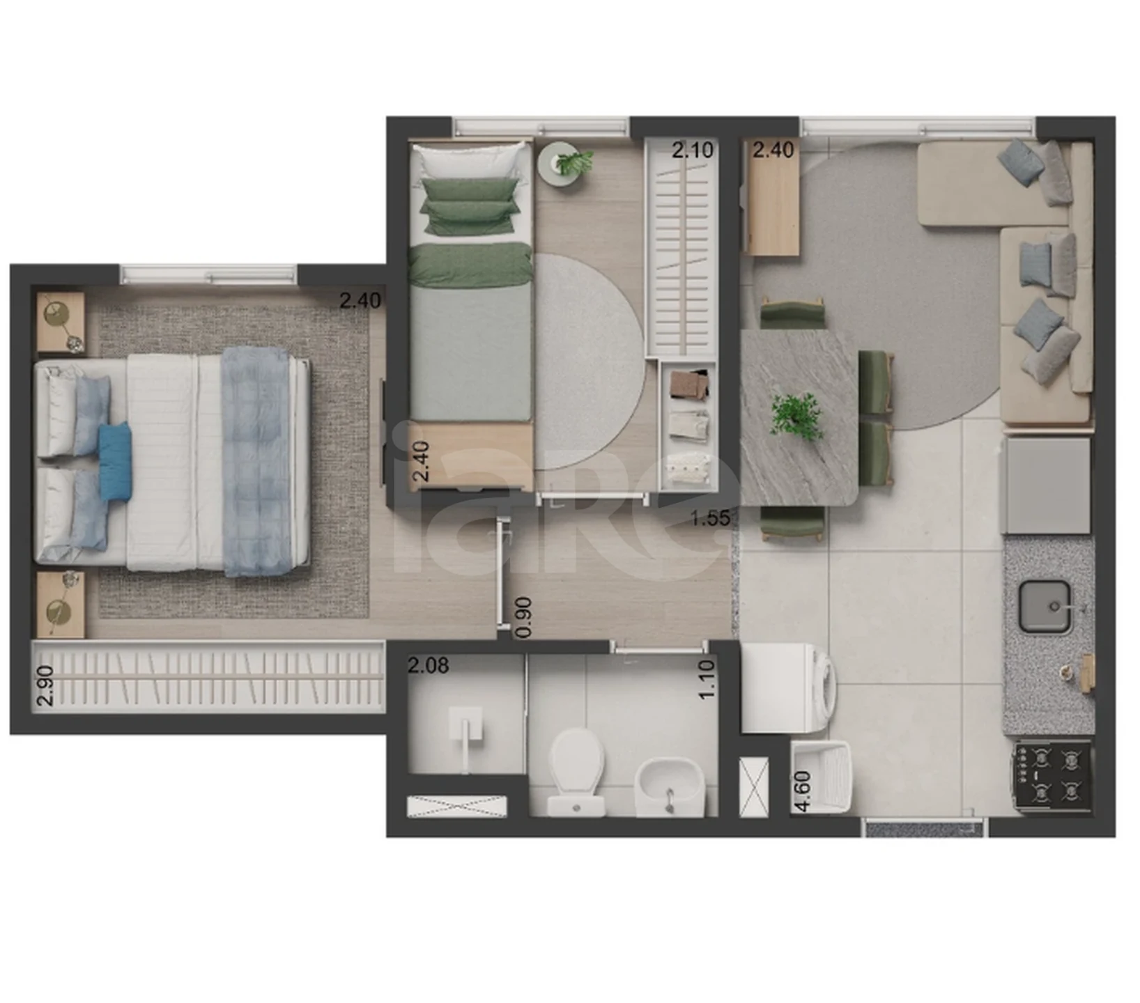 Planta — Apartamento 32 m²