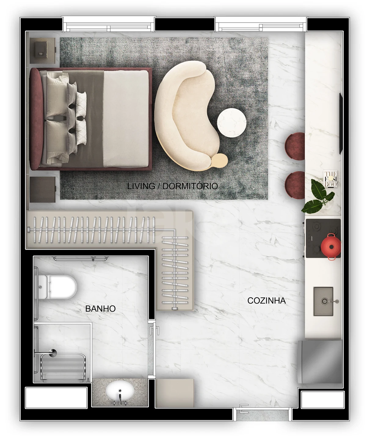 Planta — Studio 31,34 m²