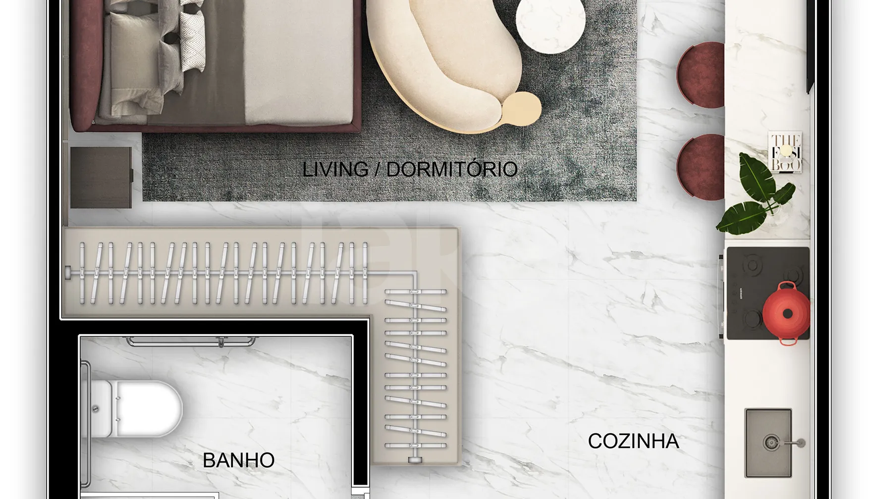 Planta — Studio 31,34 m²