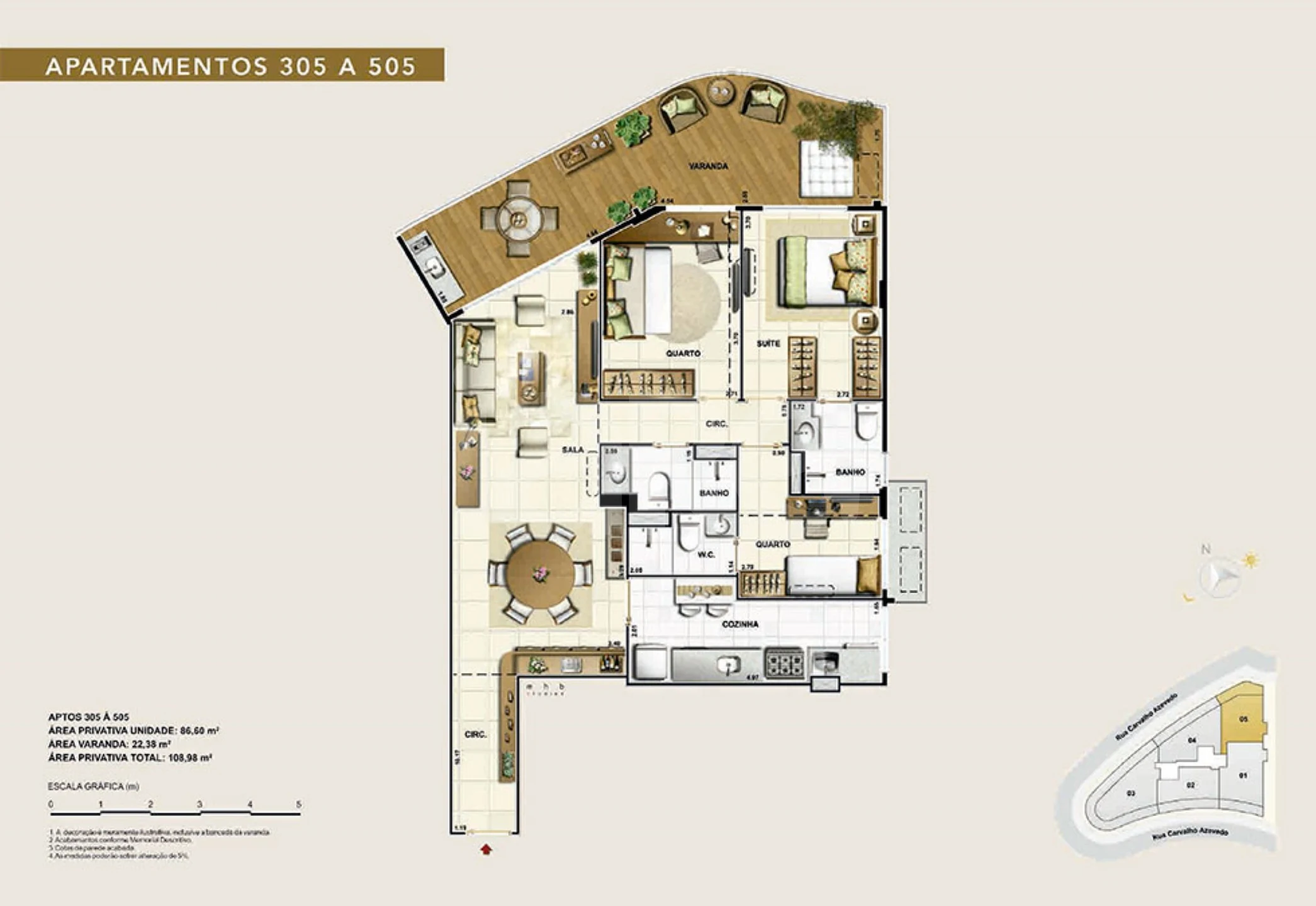 Planta — Apartamento 108,98 m²