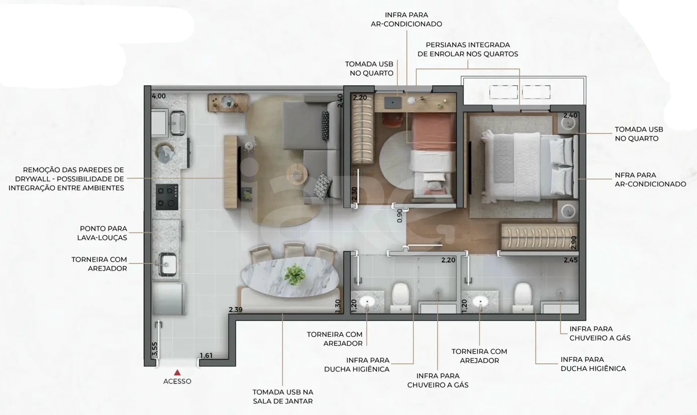 Planta — Apartamento 44,36 m²