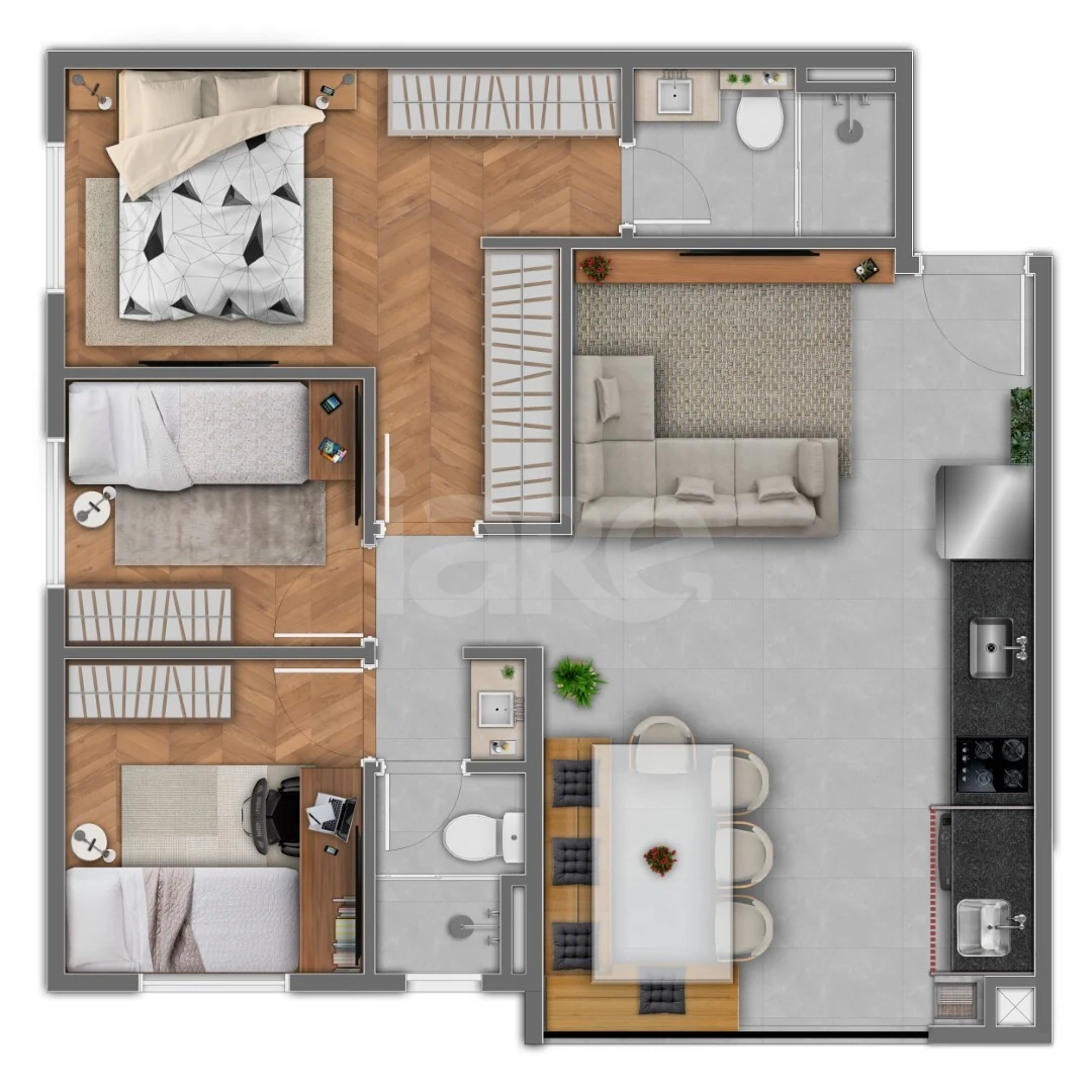 Planta — Apartamento 60,07 m²