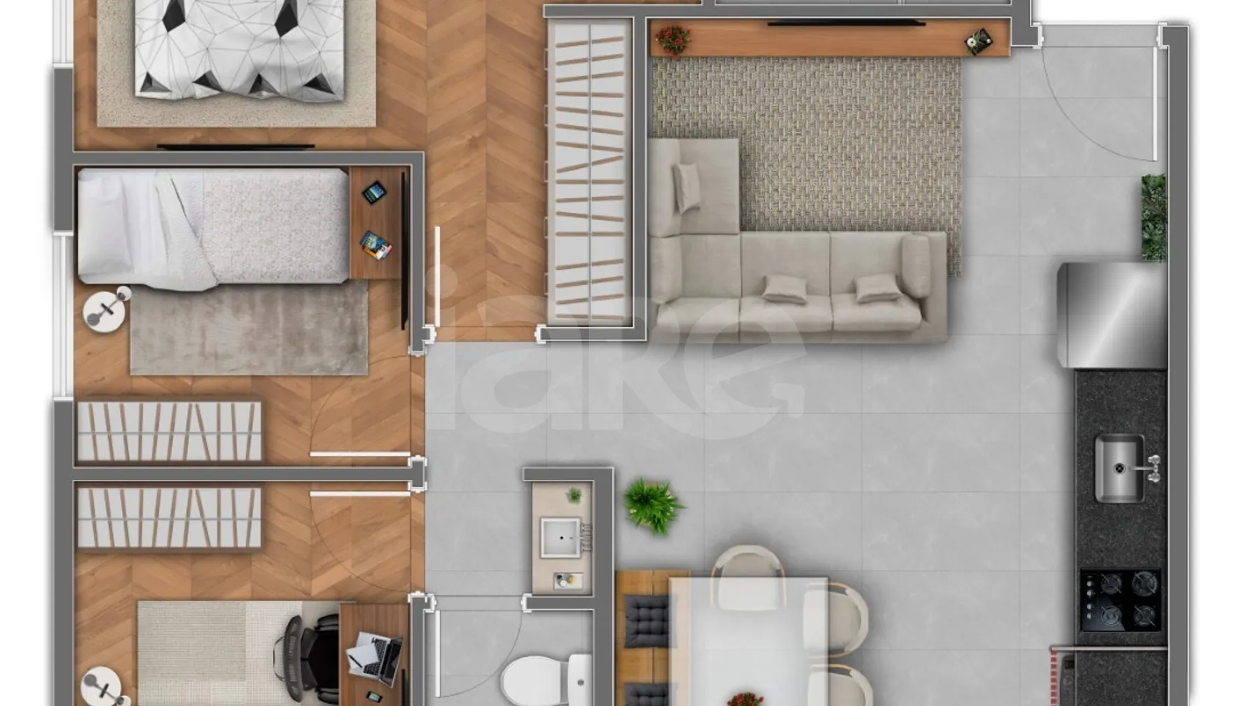 Planta — Apartamento 60,07 m²