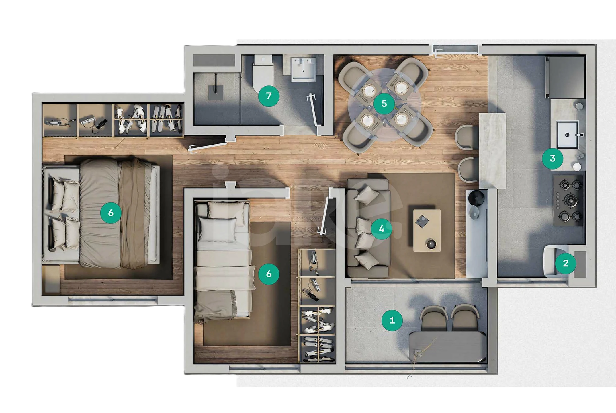 Planta — Apartamento 44,49 m²